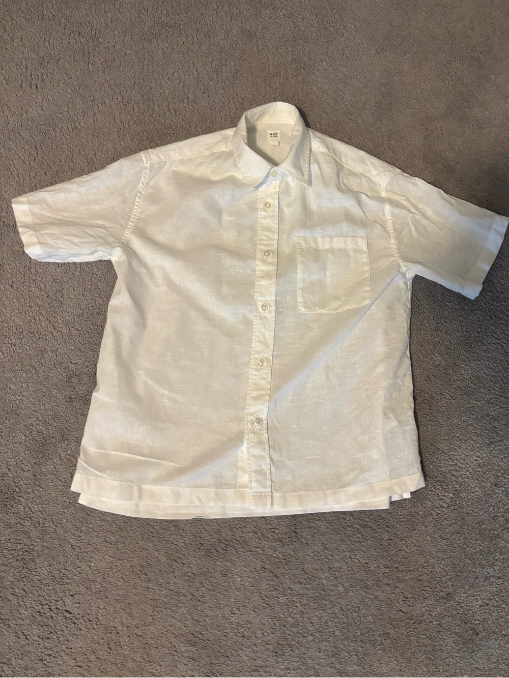 Boys White linen Short-Sleeve Button-Up Shirt